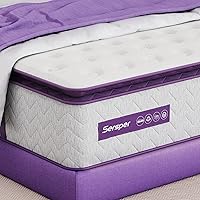 Sersper 8 Inch Memory Foam Hybrid Pillow Top Queen Mattress - 5-Zone Pocket Innersprings Motion Isolation - Heavier Coils for Durable Support - Medium Firm - R&D in North America