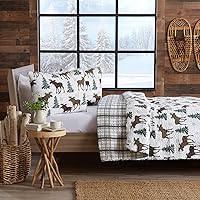 Great Bay Home Lodge Bedspread Full/Queen Size Quilt with 2 Shams. Cabin 3-Piece Reversible All Season Quilt Set. Rustic Quilt Coverlet Bed Set. Wilderness Collection (Moose - Chocolate)