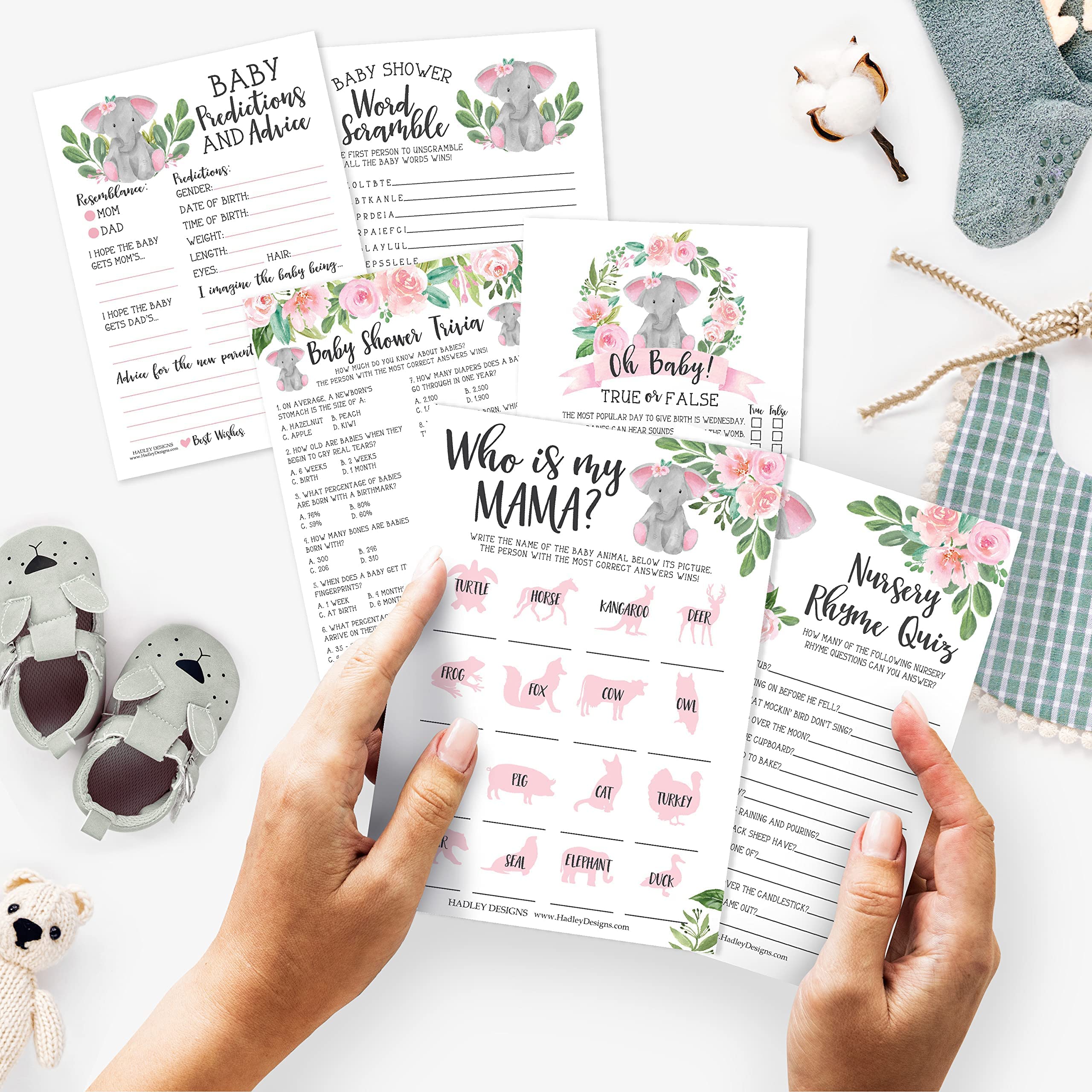 50 Elephant Baby Prediction And Advice Cards, Trivia Games, etc, 25 Baby Animal Matching, Nursery Rhyme Game - 6 Double Sided Cards Baby Shower Games Funny, Baby Shower Ideas Baby Sprinkle Games