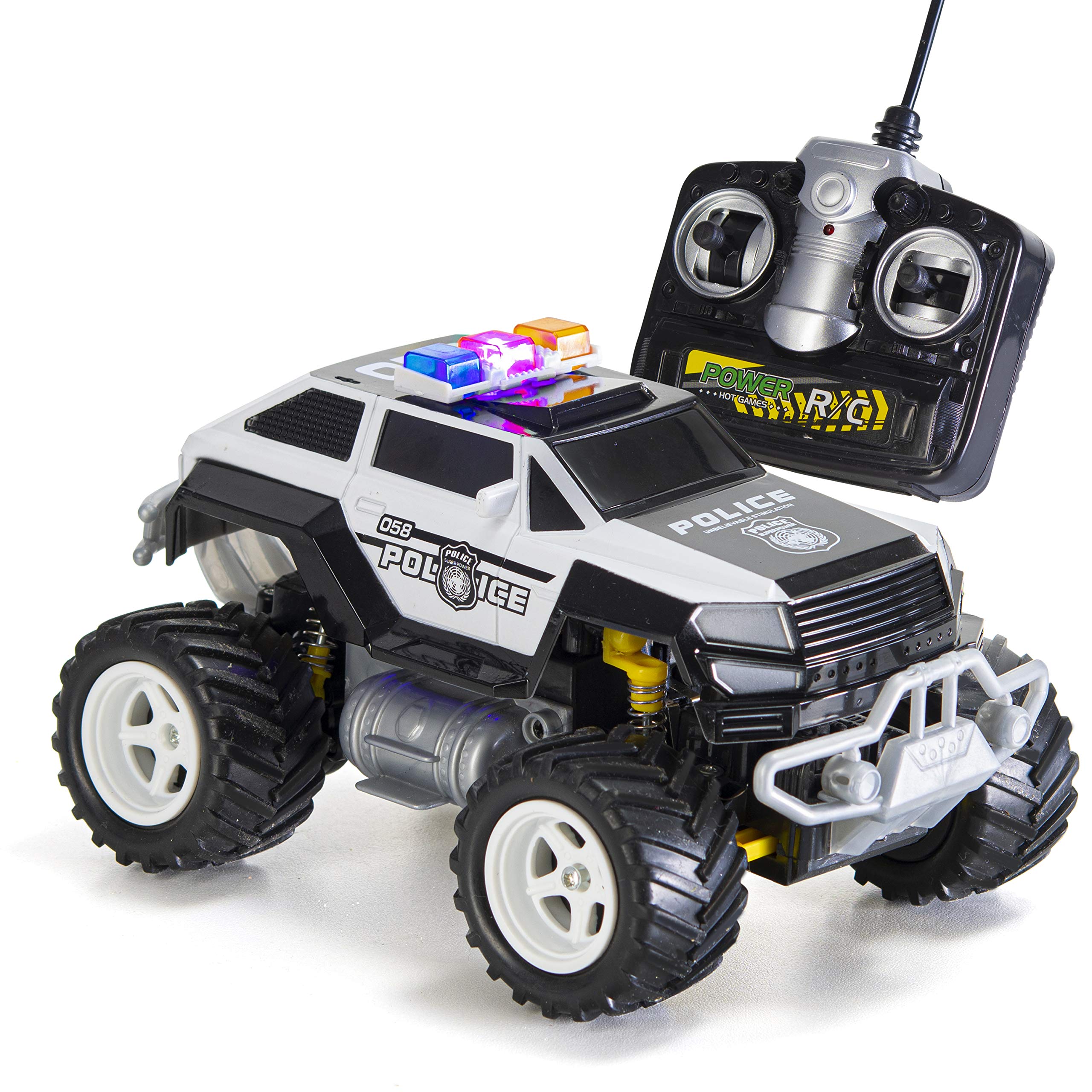 PREXTEX Remote Control Monster Police Truck Radio Control Police Car Toys for Boys Rc Car with Lights for 3+ Year Old Boys