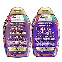 OGX Thick & Full + Biotin & Collagen Extra Strength Volumizing Shampoo + Conditioner with Vitamin B7 & Hydrolyzed Wheat Protein for Fine Hair, 13 fl oz, Pack of 2
