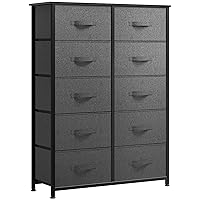 YITAHOME 10 Drawer Dresser - Fabric Storage Tower, Organizer Unit for Bedroom, Living Room, Hallway, Closets- Sturdy Steel Frame, Wooden Top & Easy Pull Fabric Bins (Graphite)