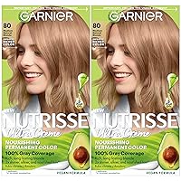 Garnier Hair Color Nutrisse Nourishing Creme, 80 Medium Natural Blonde (Butternut) Permanent Hair Dye, 2 Count (Packaging May Vary)