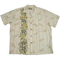 Paradise Found Men's Plumeria Panel Hawaiian Shirt
