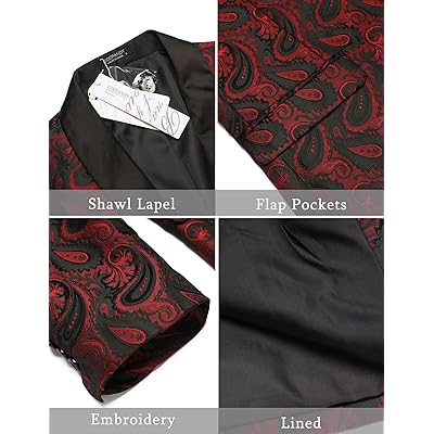 COOFANDY Mens Floral Tuxedo Jacket Paisley Shawl Lapel Suit Blazer