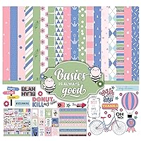 Inkdotpot Basics is Always Good, Pastel Theme Collection Double,Sided Scrapbook Paper Kit Cardstock 12