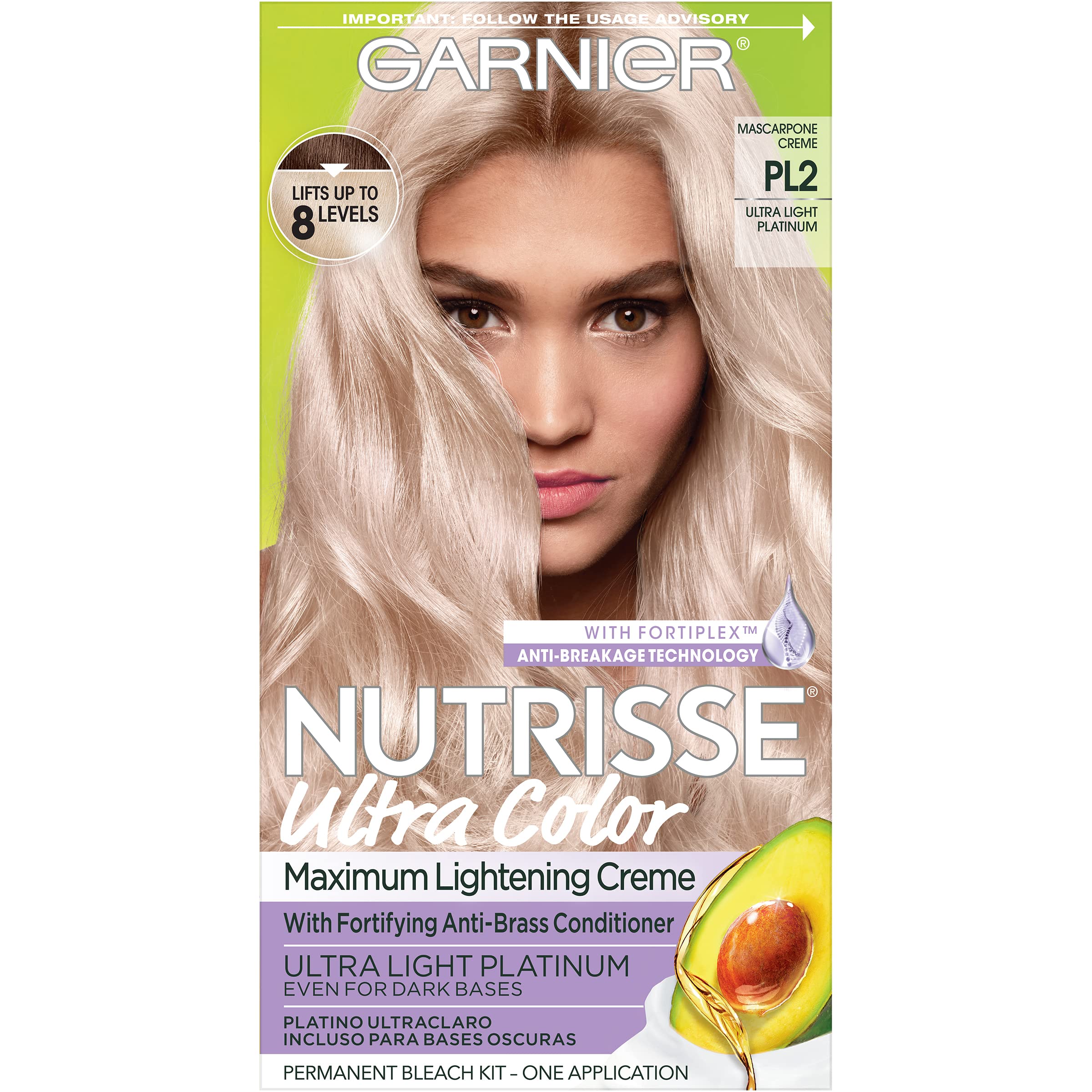 Garnier Hair Color Nutrisse Ultra Color Nourishing Hair Color Creme, Mascarpone Creme Pl2, 1 Count