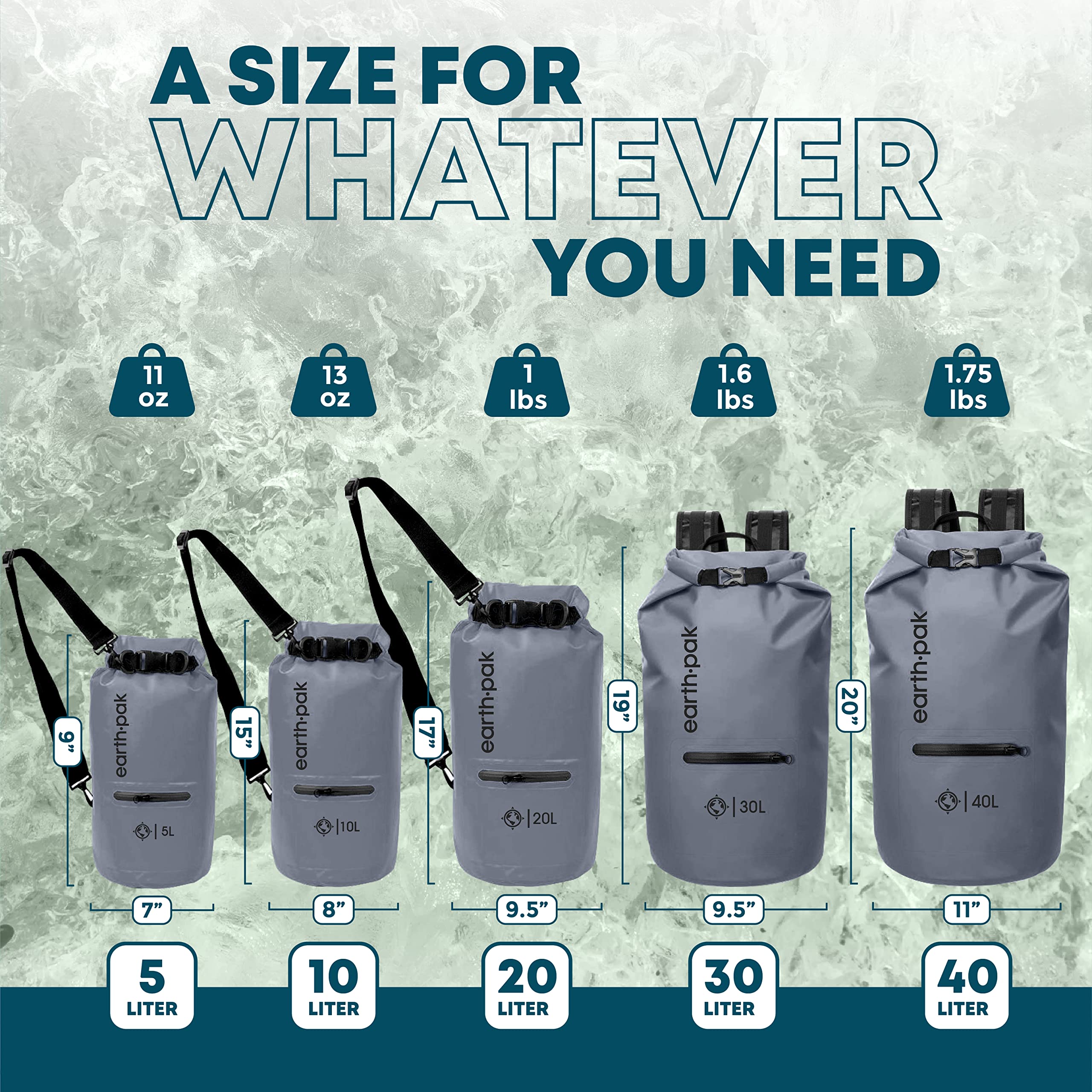 Mua Earth Pak Waterproof Backpack 35L / 55L / 85L sizes with Roll-Top  Closure, Front Pocket, Cushioned Back Panel & Phone Case trên Amazon Mỹ  chính hãng 2023 | Fado