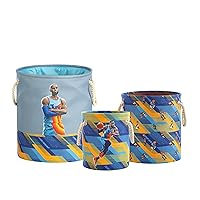 Idea Nuova Space Jam: A New Legacy 3 Piece Multi Size Fabric Nestable Toy Storage Basket Set, with Rope Carry Handles