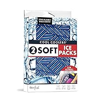 Cool Coolers by Fit & Fresh 2 Pack Soft Ice, Flexible Stretch Nylon Reusable Ice Packs for Lunch Boxes & Coolers, Navy Sketch Weave & Blue