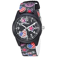 Timex Girls TW7C23700 Time Machines Black/Stars & Flags Nylon Strap Watch