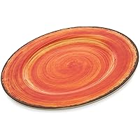 Carlisle FoodService Products Mingle Resuable Plastic Plate Dinner Plate with Pottery Style for Home and Restaurant, Melamine, 11 Inches, Fireball