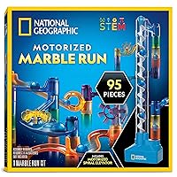National Geographic Marble Run with Motorized Elevator - 95-Piece Marble Maze Kit with Motorized Spiral Lift, 20 Marbles, Storage Bag & More, Perpetual Motion Machine, Marble Game, Kids Physics Toys