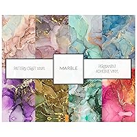 Ombre Opal Patterned Vinyl Marble Permanent Vinyl Adhesive Pattern Bundle 12in x 12in Sheets (Mix & Match, 6)