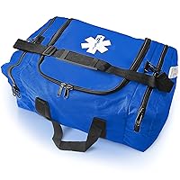 ASA TECHMED Large EMT First Responder Trauma Medical Bag Empty for Home 21x12x9 Inches, Office, School, EMTs, Paramedics, First Responders, Blue