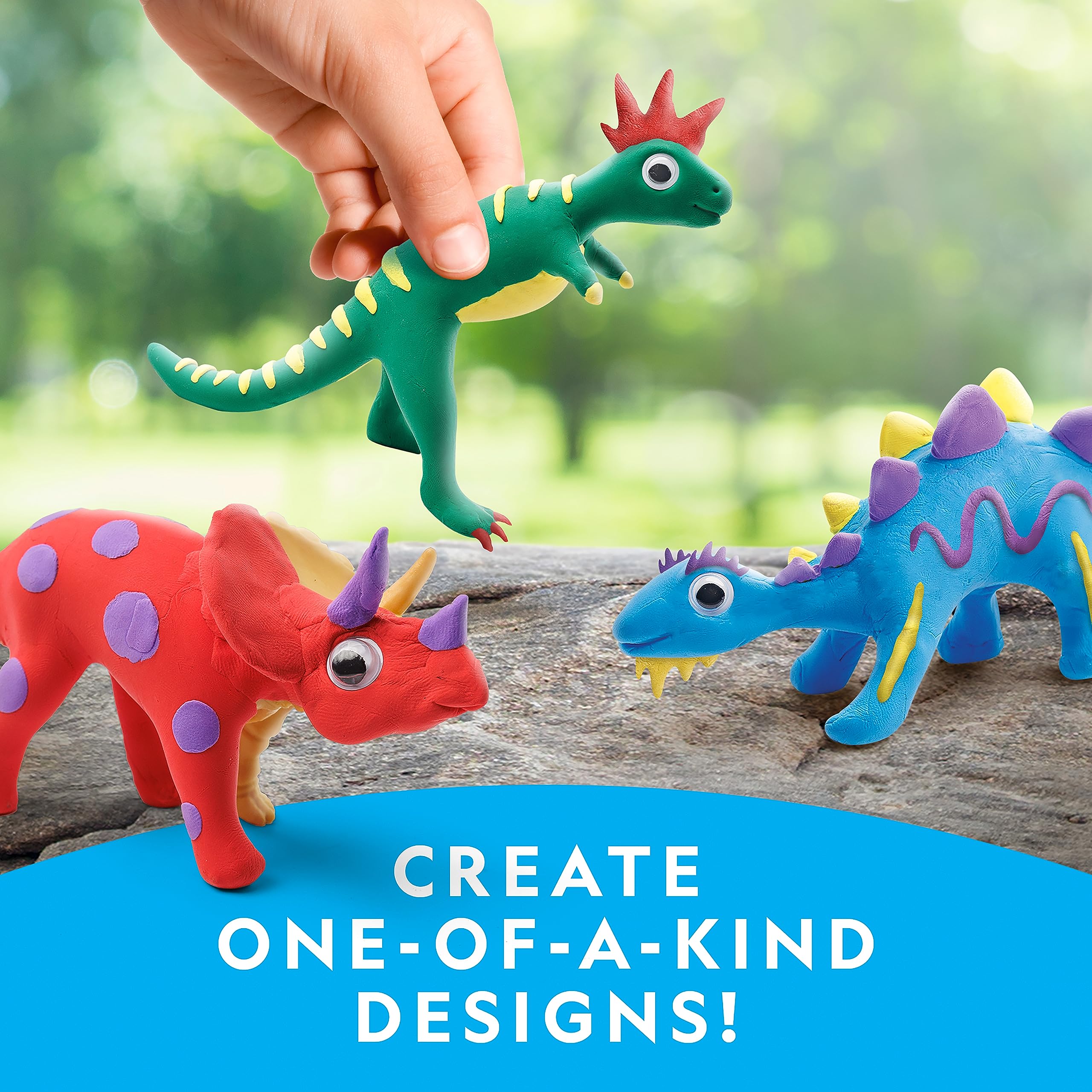 NATIONAL GEOGRAPHIC Clay Dinosaur Arts & Crafts Kit - Dinosaur Air Dry Clay for Kids Craft Kit with 5 Clay Colors, 5 Dino Skeletons, Sculpting Tool & Googly Eyes, Dinosaur Activity (Amazon Exclusive)