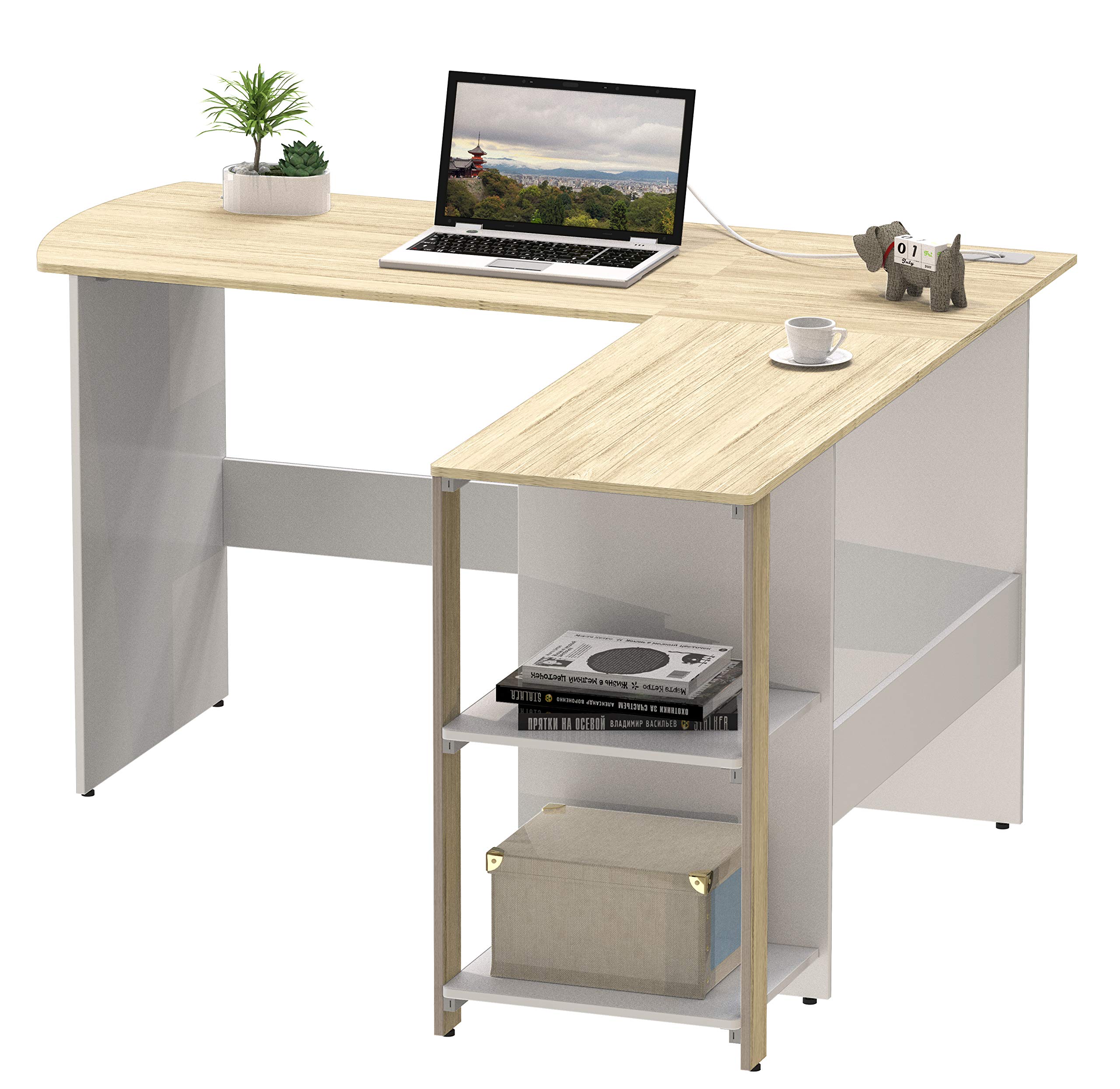 Mua SHW L-Shaped Home Office Corner Desk Wood Top, Oak trên Amazon Mỹ chính  hãng 2023 | Fado