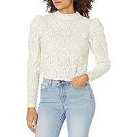 The Kooples Women's Lace Top with High Neck, Ecru, S