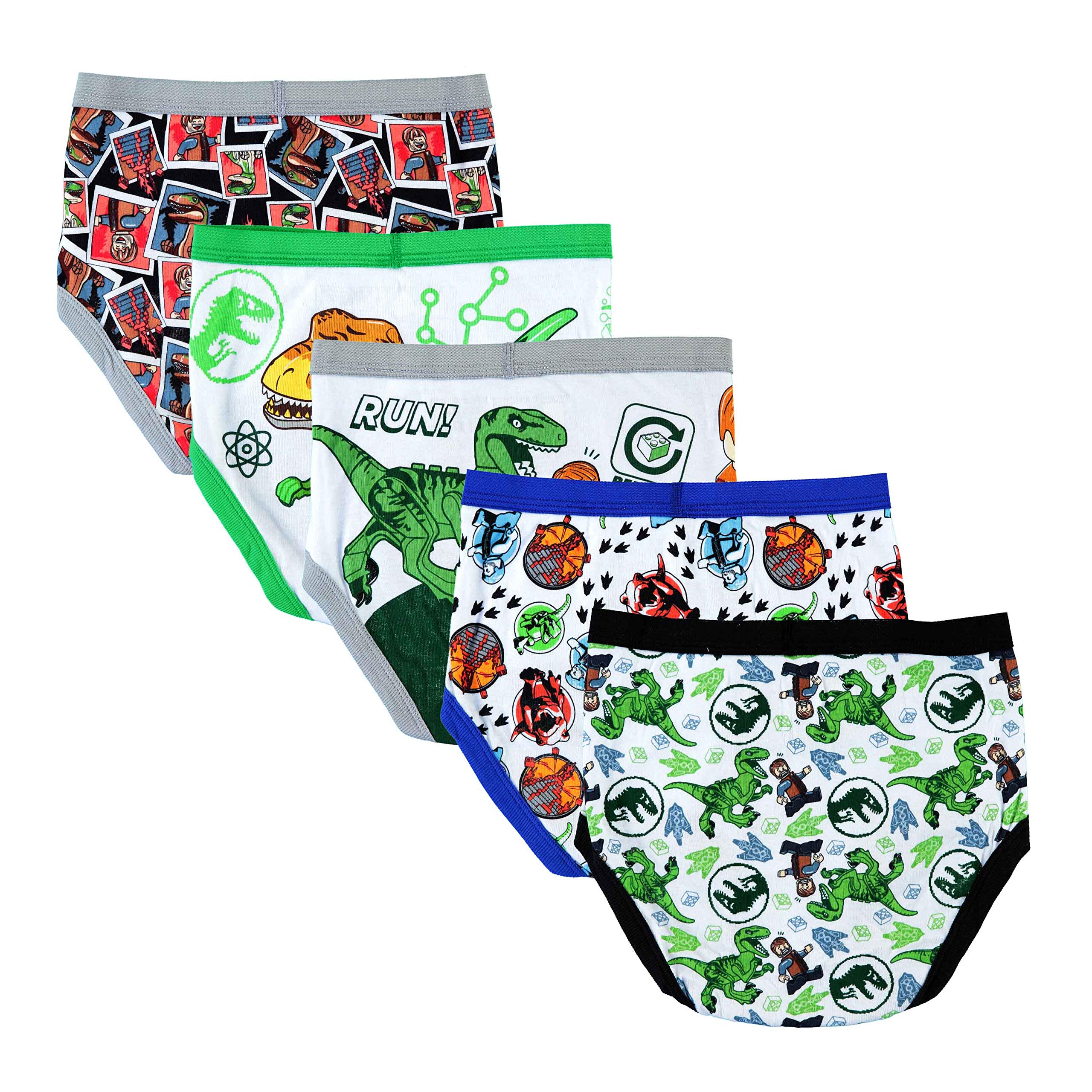 LEGO Boys' 100% Combed Cotton Underwear with Jurassic World, Star Wars, Batman and Core Sizes 4, 6, 8