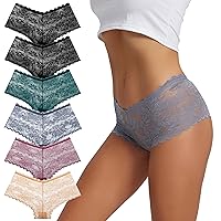 HBselect Pack of 6 Lace Underwear, Women's Sexy Underwear for Women, Soft and Comfortable Briefs, Seamless Hipster Lace Panties, Multipack