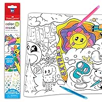 Faber-Castell Color in Wall Mural - Peel and Stick Coloring Poster Kit for Kids, Coloring Art Projects for Kids Ages 6-8+