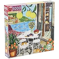 eeBoo: Piece and Love Cats in Positano 1000 Piece Square Adult Jigsaw Puzzle, Puzzle for Adults and Families, Glossy, Sturdy Pieces and Minimal Puzzle Dust