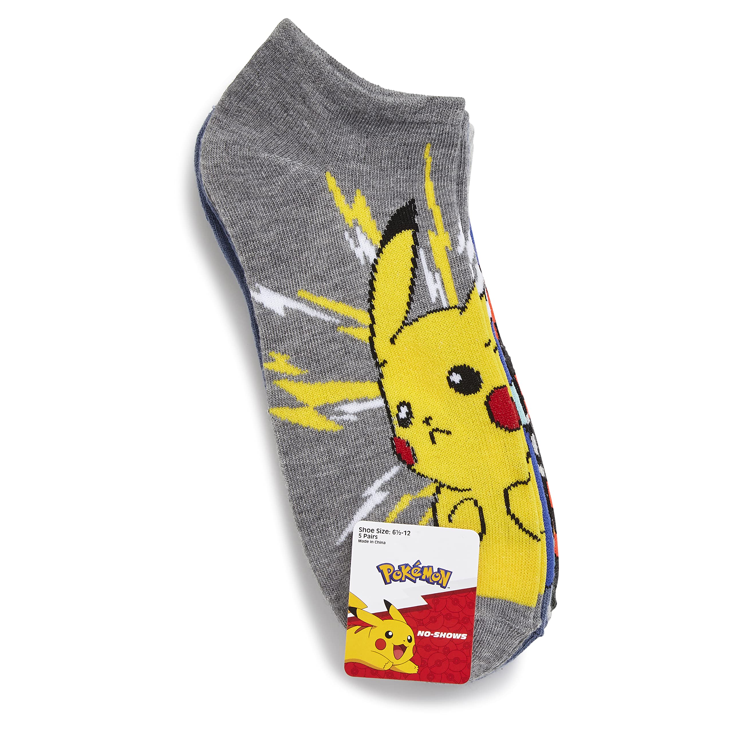 Pokemon Men's 5 Pack No Show Socks
