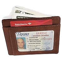 IGA RFID Front Pocket Slim Wallets- Leather Handmade Minimalist Credit Card Holder … (Dark Brown)
