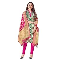 Elina fashion Indian Pakistani Women's Readymade Dress| Banarasi Art Silk Woven Salwar Kameez | Silk Dupatta Stitched Suit