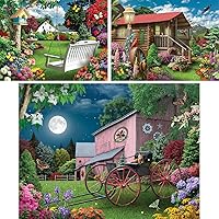Bits and Pieces - Value Set of (3) 300 Piece Jigsaw Puzzles for Adults - Each Puzzle Measures 18