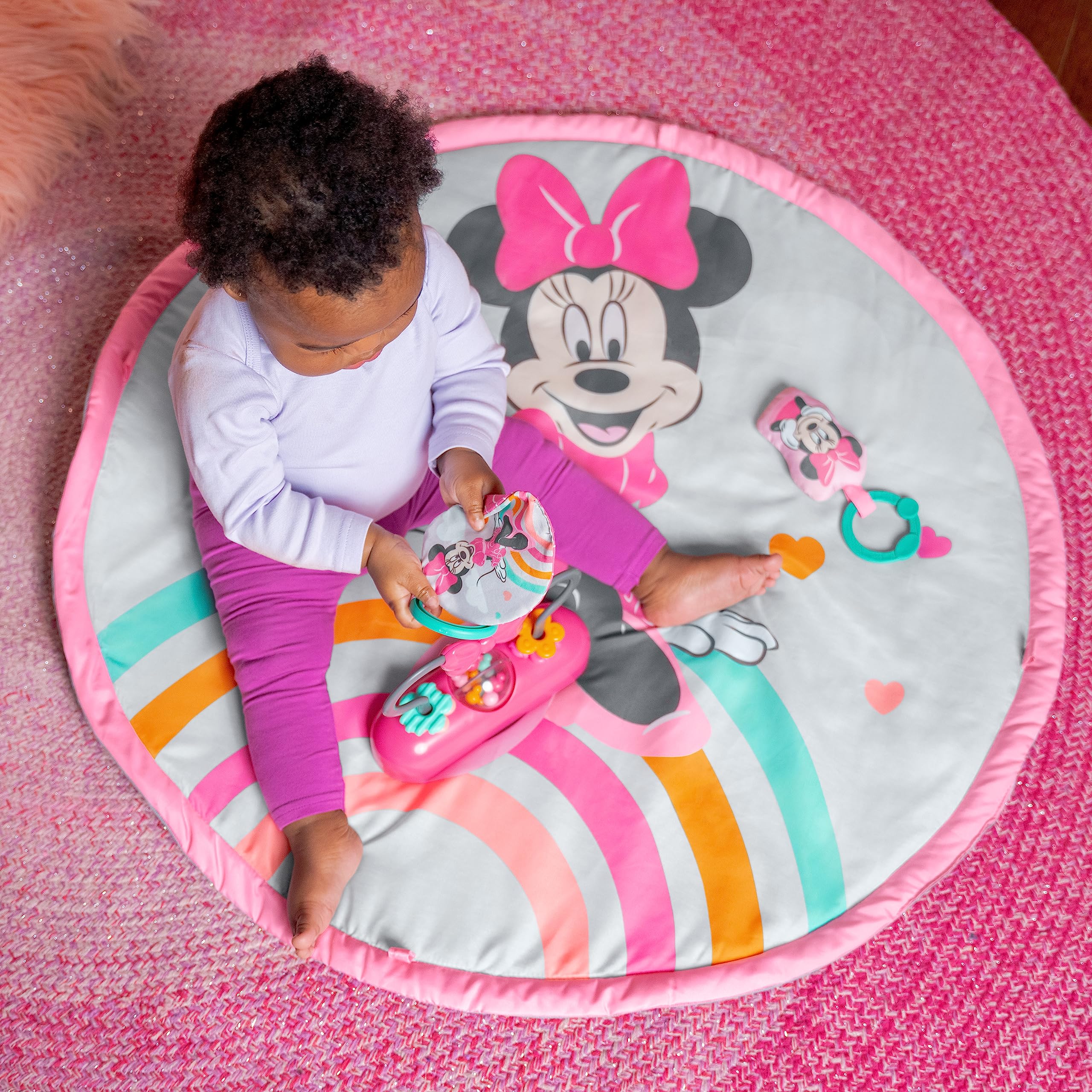 Bright Starts Disney Baby Minnie Mouse Forever Besties Activity Gym with Music and Lights, Pink, Newborn+