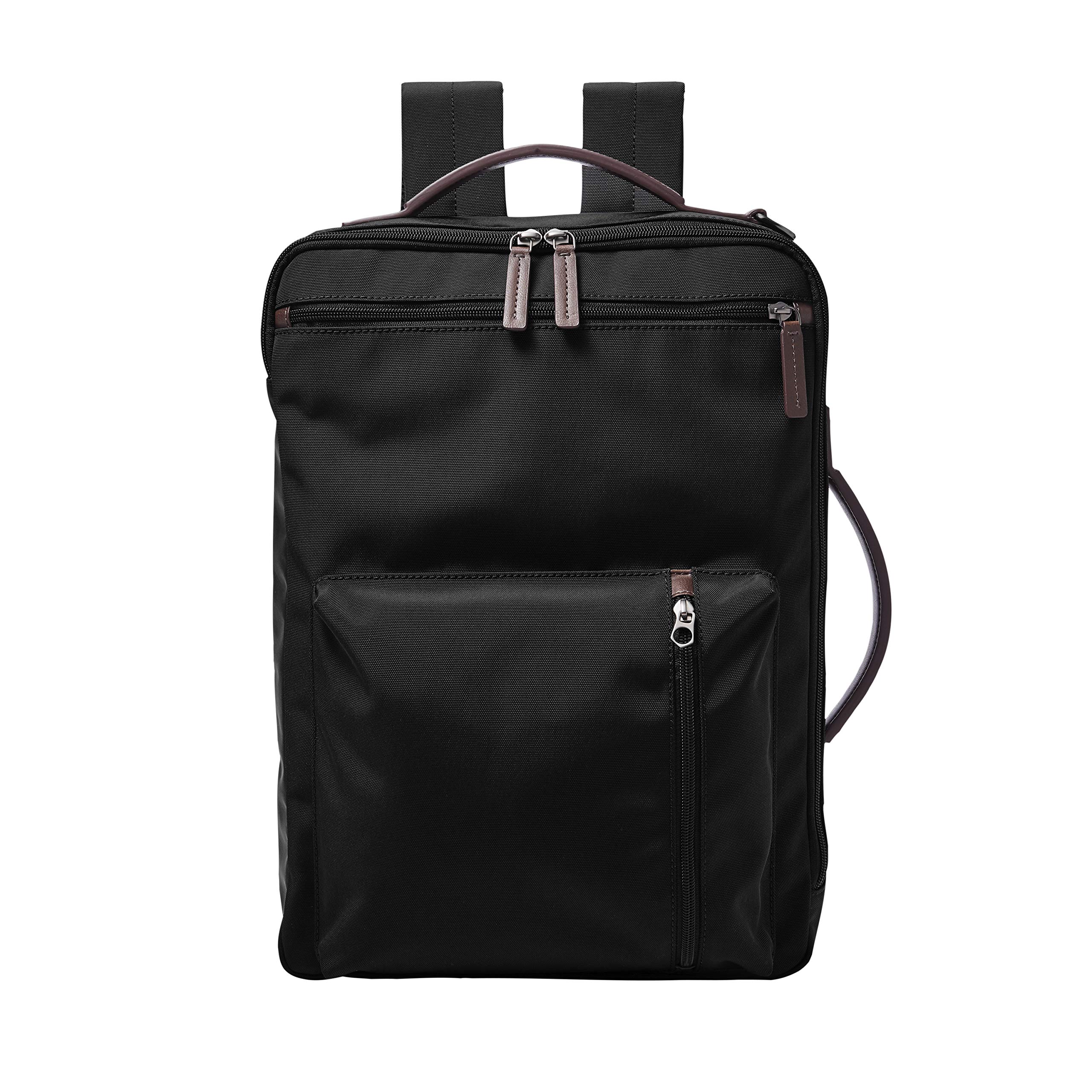 Fossil Men's Buckner Fabric Medium Convertible Travel Backpack and Briefcase Messenger Bag, Black , (Model: MBG9519001)