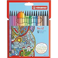 STABILO Premium Fibre-Tip Pen Pen 68 - Pack of 18 - Assorted Colours
