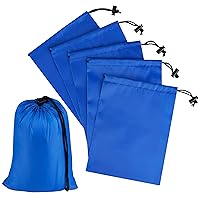 Drawstring Bag with Toggle - Nylon Cinch and Ditty Pouch (Blue, 6 x 8 Inch)