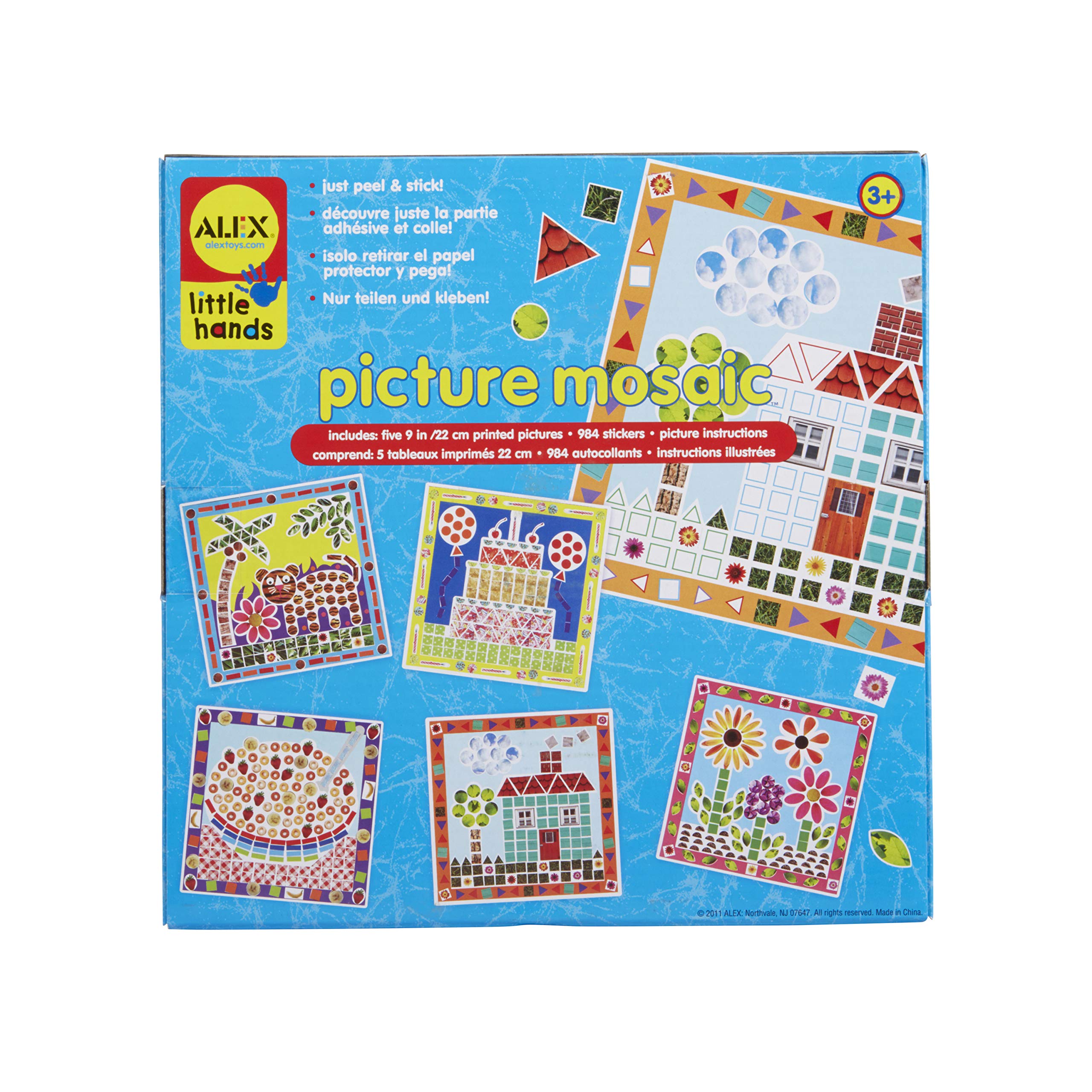 Alex Toys: Little Hands, Picture Mosaic, Kids Toddler Art and Craft Activity, Peel and Stick 5 Mosaics with Colorful Photo Stickers, Easy and Non Messy Fun, For Ages 3 and up