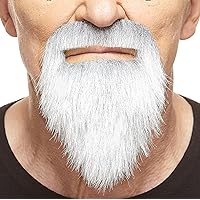 Mustaches Self Adhesive, Novelty, Ducktail Fake Beard, False Facial Hair, Costume Accessory for Adults, Gray with White Color
