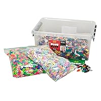 PLUS PLUS - Open Play Set - 7,000 Piece in Storage Tub - Basic, Neon, & Pastel Color Mix - Construction Building Stem Toy, Interlocking Mini Puzzle Blocks for Kids