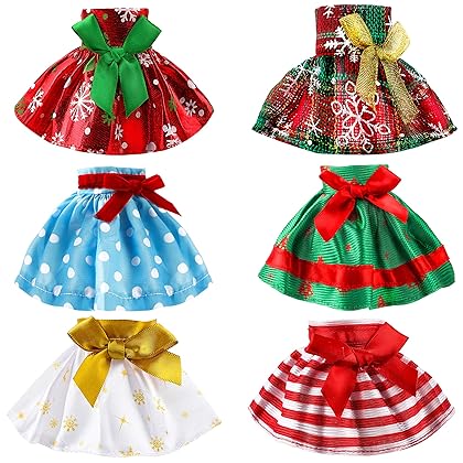 Christmas Elf Skirts Elf Doll Dress Santa Couture Skirts Set Christmas Doll Clothing Skirts Christmas Accessory Set for Elf Doll 6PCS