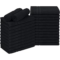 Cotton Bleach Proof Salon Towel (16x27 inches) - Bleach Safe Gym 100% Cotton Hand Towel (24 Pack, Black)