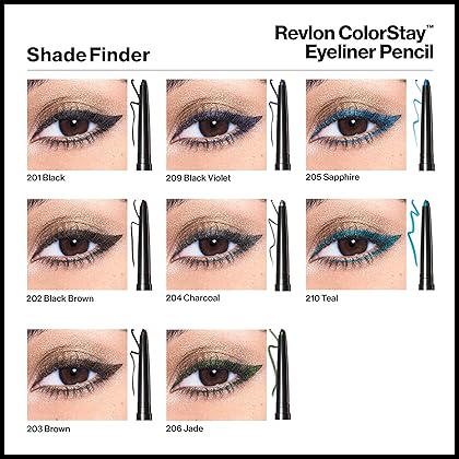 Revlon Pencil Eyeliner, ColorStay Eye Makeup with Built-in Sharpener, Waterproof, Smudgeproof, Longwearing with Ultra-Fine Tip, 201 Black, 0.01 Oz