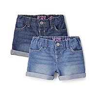 The Children's Place baby girls Roll Cuff Denim Shortie Shorts