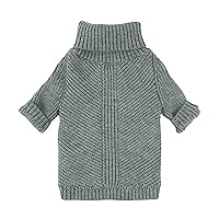 Dog Turtleneck Sweater, Thermal Knitted Pet Coat, Dog Winter Clothes for Small Dogs, Cat Apparel, Heather Grey, Small