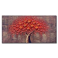 Yika Art Paintings - 24X48 Inch 3D Red Flower Painting Abstract Textured Knife Platte Acrylic Painting hand-painted Oil Painting On Canvas Ready to hang