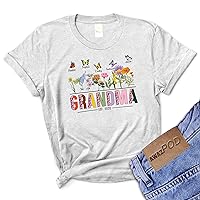Personalized Grandma T-Shirt, Mothers Day Personalized Nana Mimi Women T-Shirt, Wildflowers Butterfly Birthday Gifts