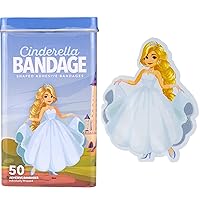 Bandages, Princess Cinderella Shaped Self Adhesive Bandage, Latex Free Sterile Wound Care, Fun First Aid Kit Supplies for Kids and Adults, 50 Count