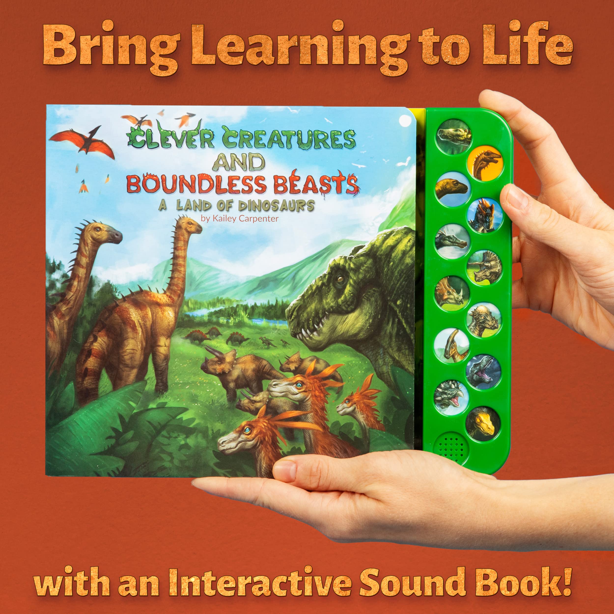 Li'l-Gen Dinosaur Toys for Kids 3-5 - Interactive Dinosaur Sound Book w/Realistic Roars & 12 Large Dinosaur Toys (7