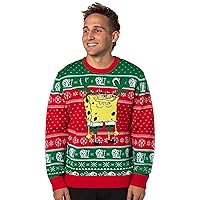 Spongebob Squarepants Men's Reindeer Bob Ugly Christmas Adult Knit Pullover Sweater