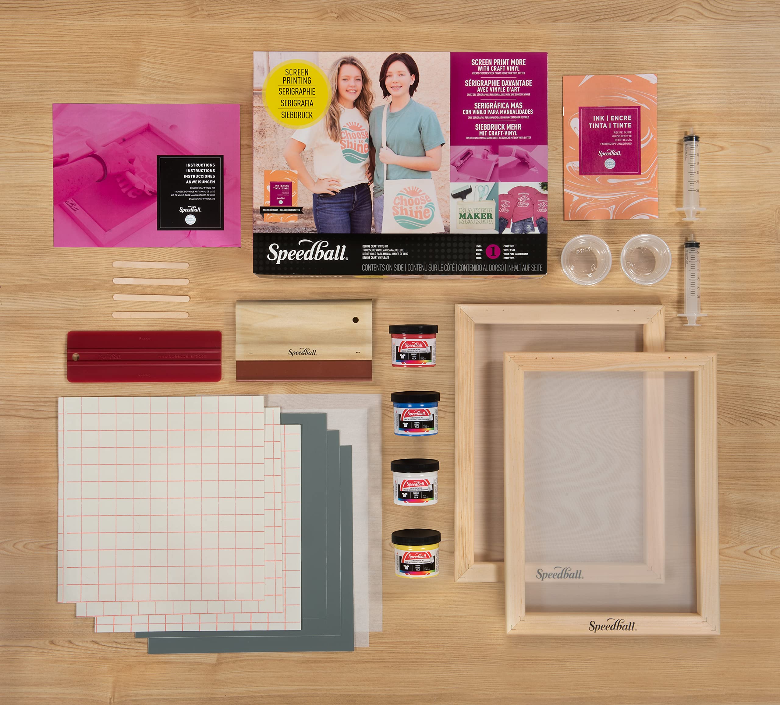 Speedball Deluxe Screen Printing Craft Vinyl Kit - Use with Cutting Machine to Print T-Shirts and Home Decor