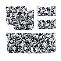ARTPLAN Outdoor Cushions for Settee,Wicker Loveseat Cushions with Tie,Tufted Patio Cushions 2 U-Shaped Set of 5 Piece,L44xW19，Floral,Black Leaves