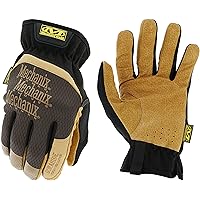 Durahide Leather FastFit Work Glove with Elastic Cuff for Secure Fit, Utility Gloves for Multi-Purpose Use, Abrasion Resistant, Safety Gloves for Men (Brown, Large)